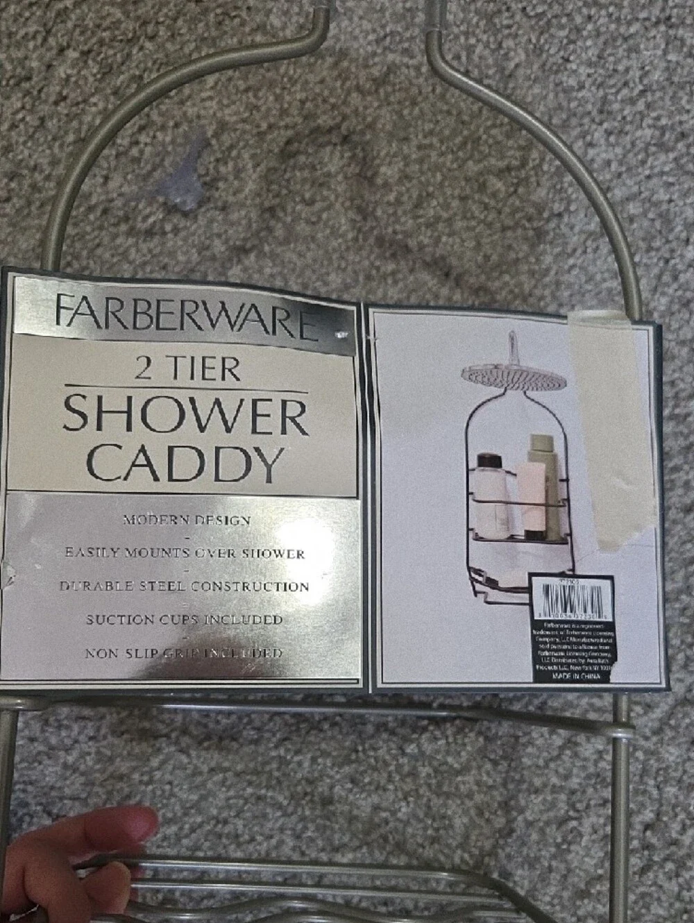 2-Tier Farberware Metal Shower Caddy Plus Liner And Toiletries - Silver